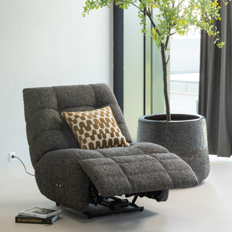 WOOOD-collectie Hein Relaxfauteuil Elektrisch Melange Antraciet/Bruin
