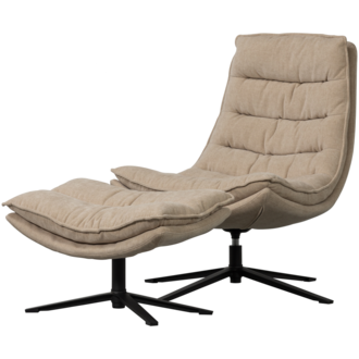 WOOOD Kube Draaifauteuil Met Hocker Naturel