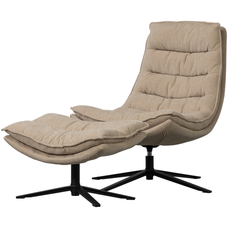 WOOOD-collectie Kube Draaifauteuil Met Hocker Naturel