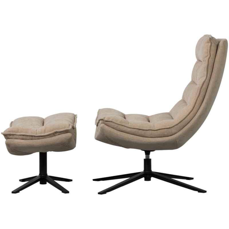 WOOOD-collectie Kube Draaifauteuil Met Hocker Naturel