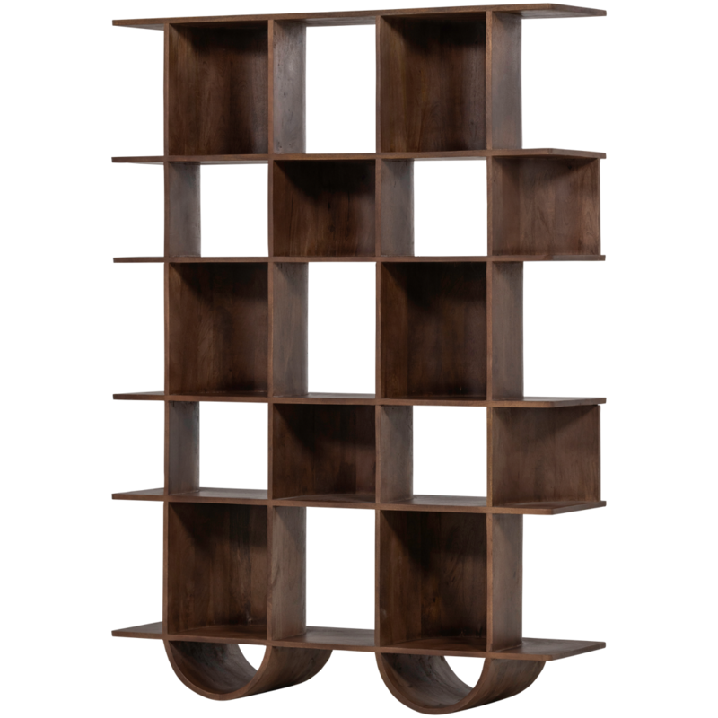 WOOOD-collectie Sinne Boekenkast Hout Walnoot 180X130Cm