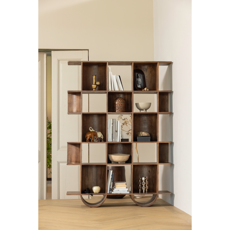 WOOOD-collectie Sinne Boekenkast Hout Walnoot 180X130Cm