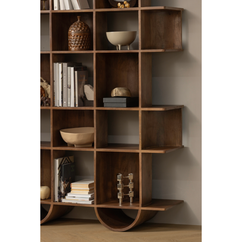 WOOOD-collectie Sinne Boekenkast Hout Walnoot 180X130Cm