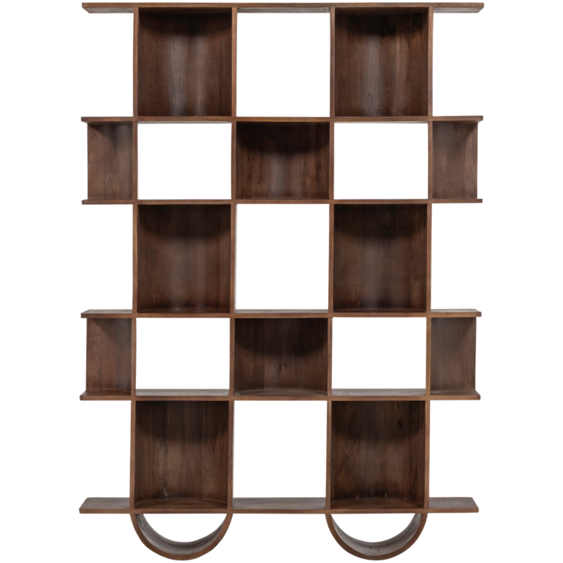 WOOOD-collectie Sinne Boekenkast Hout Walnoot 180X130Cm