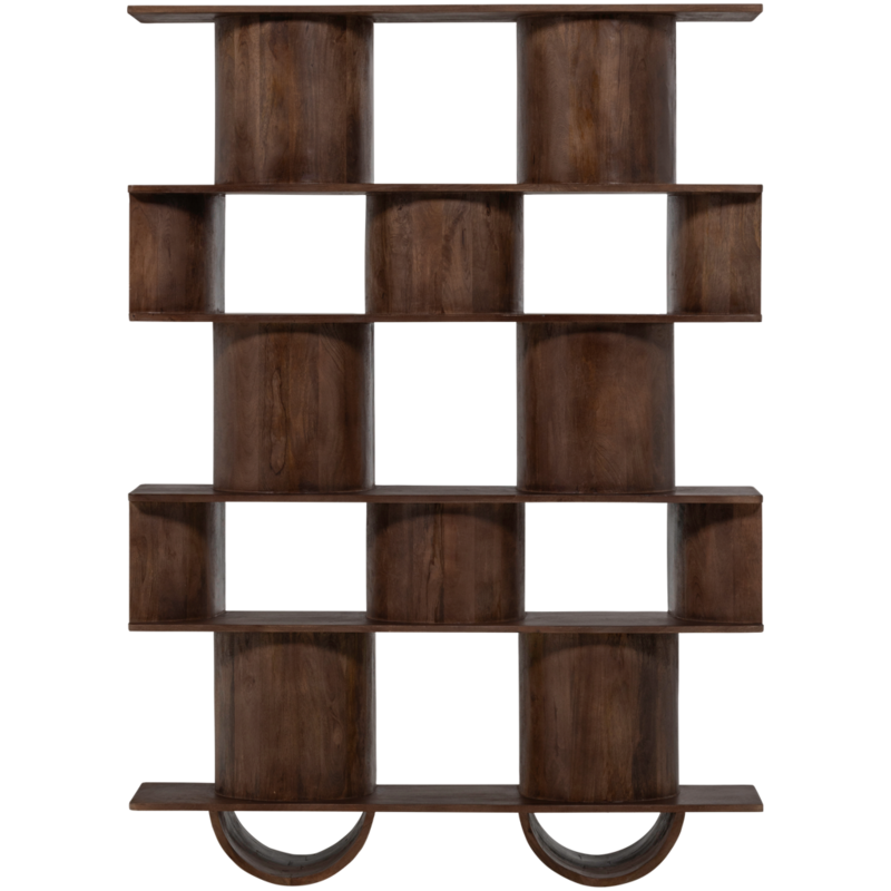 WOOOD-collectie Sinne Boekenkast Hout Walnoot 180X130Cm