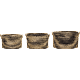 House Doctor Opbergmand Dungi Zwart Naturel - set van 3
