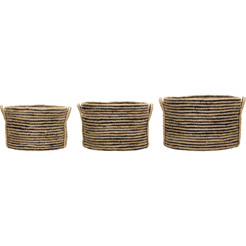 House Doctor-collectie Opbergmand Dungi Zwart Naturel - set van 3