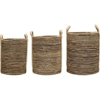 House Doctor Opbergmand Dungi Zwart Naturel - set van 3
