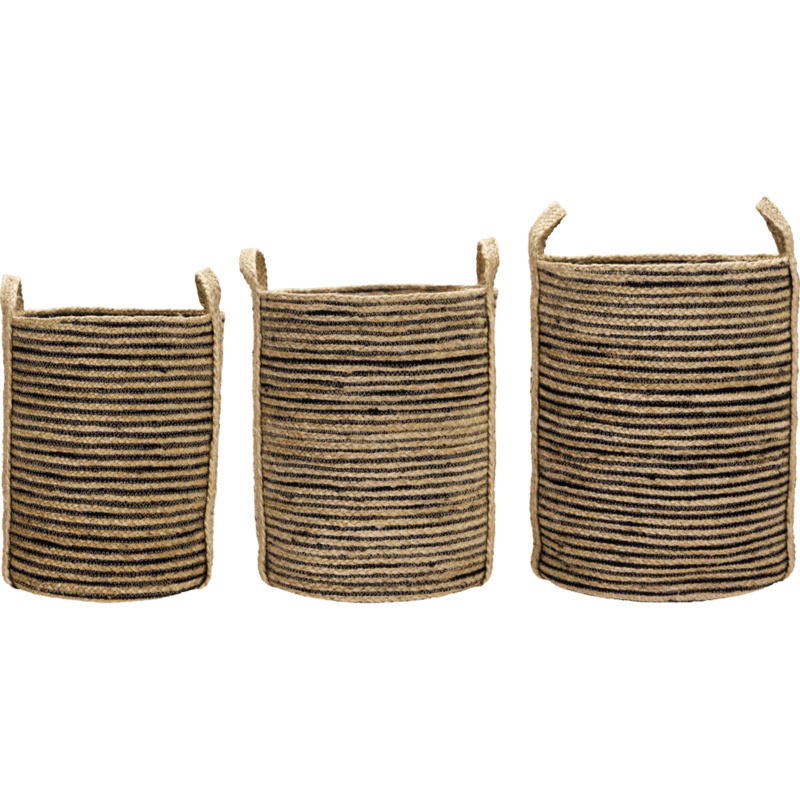 House Doctor-collectie Opbergmand Dungi Zwart Naturel - set van 3