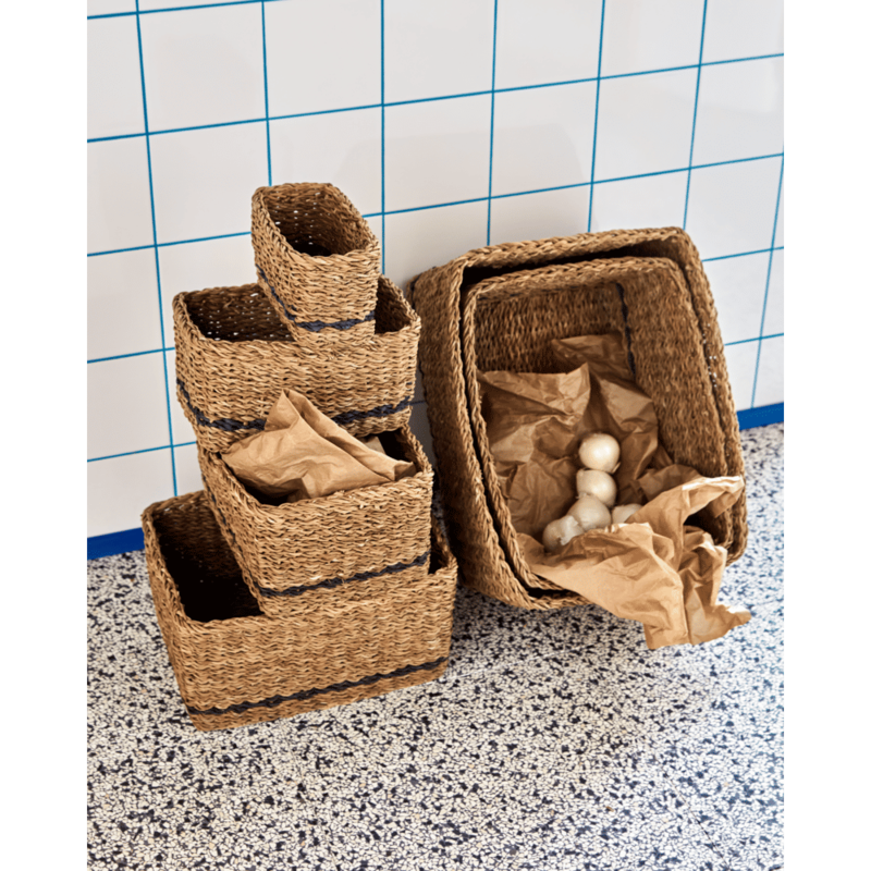 House Doctor-collectie Opbergmand Squares Naturel -set van 6