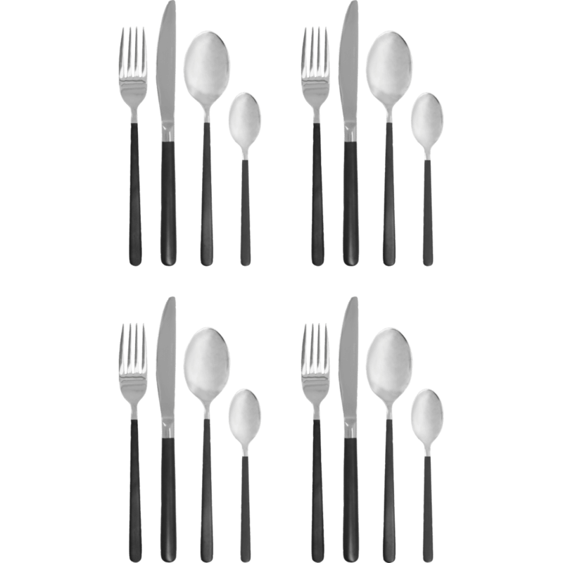 House Doctor-collectie Bestekset Ox Zwart Zilver