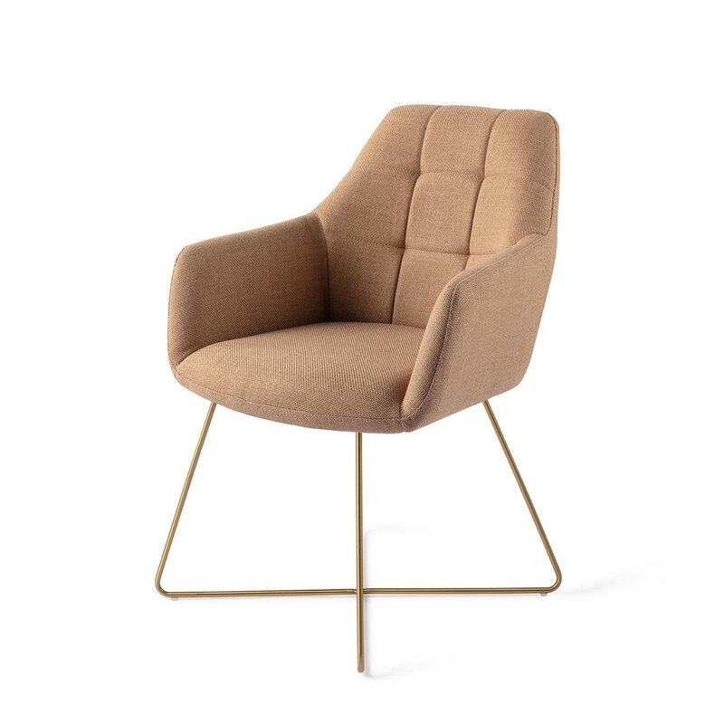 Jesper Home Noto Toasted Toffee Eetkamerstoel - Cross Gold