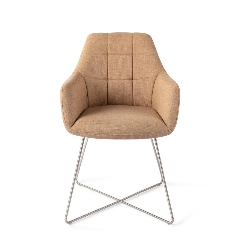 Jesper Home-collectie Noto Toasted Toffee Eetkamerstoel - Cross Steel