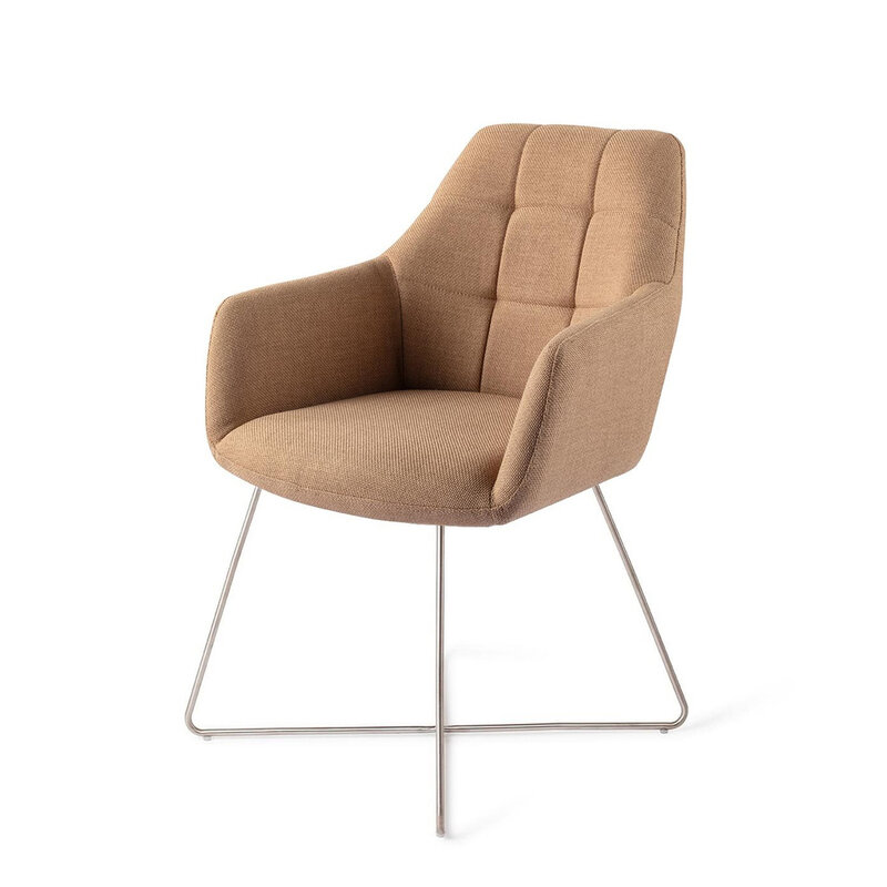 Jesper Home-collectie Noto Toasted Toffee Eetkamerstoel - Cross Steel