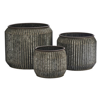 Madam Stoltz Round galvanized planters Iron natural