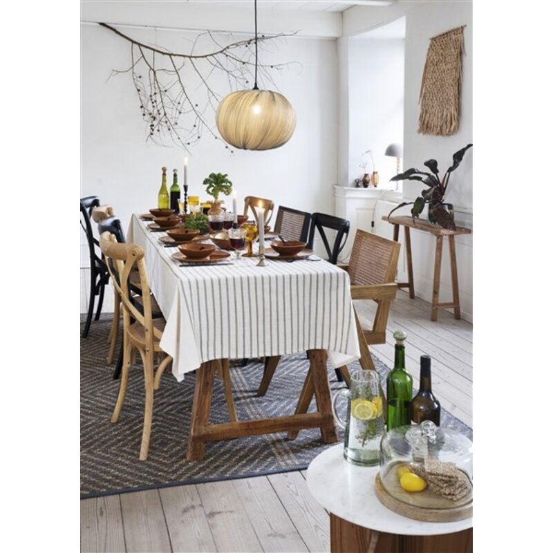 Madam Stoltz-collectie Wooden coffee table w/ marble Natural, white