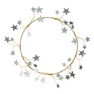 Madam Stoltz Brass wreath w/ stars Ant.brass, zinc