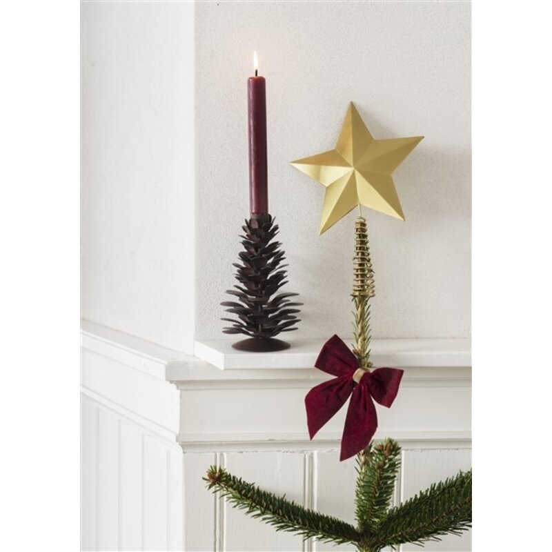 Madam Stoltz-collectie Iron pinecone candle holder Rust brown