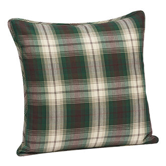 Madam Stoltz Checked cushion cover Green, off white, brown