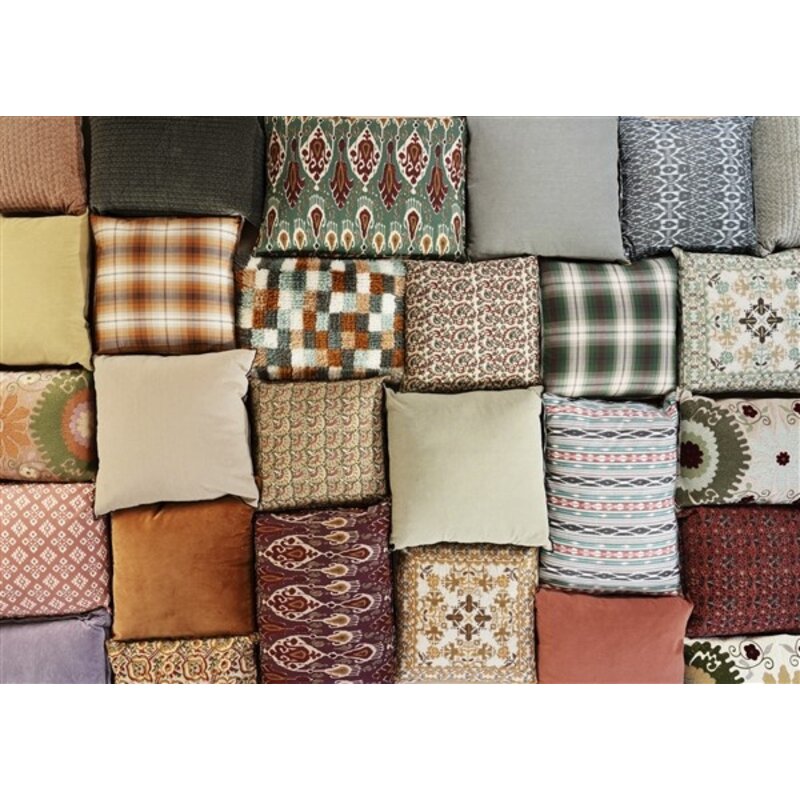 Madam Stoltz-collectie Printed cushion cover Olive, sand, old rose, mustard