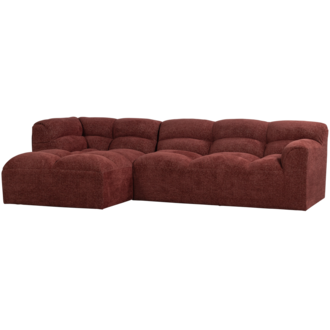 WOOOD Tibas Chaise Longue Links Geweven Stof Wijnrood