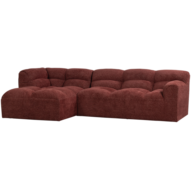 WOOOD-collectie Tibas Chaise Longue Links Geweven Stof Wijnrood