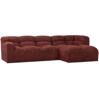 WOOOD Tibas Chaise Longue Rechts Geweven Stof Wijnrood