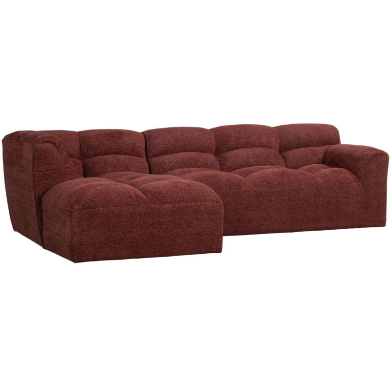 WOOOD-collectie Tibas Chaise Longue Links Geweven Stof Wijnrood
