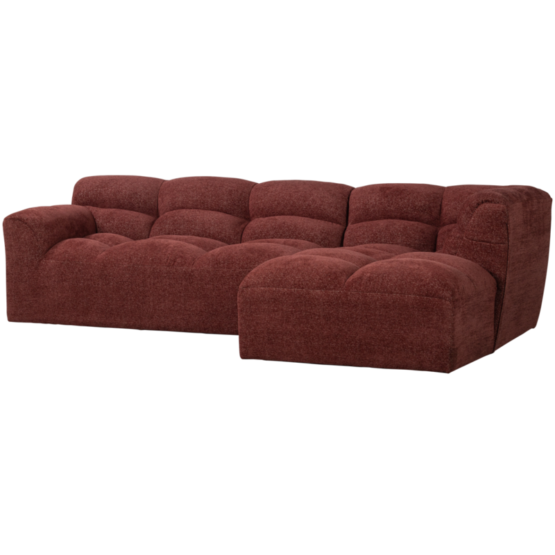 WOOOD-collectie Tibas Chaise Longue Rechts Geweven Stof Wijnrood