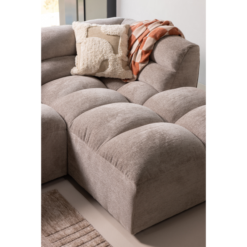 WOOOD-collectie Tibas Chaise Longue Rechts Geweven Stof Zand