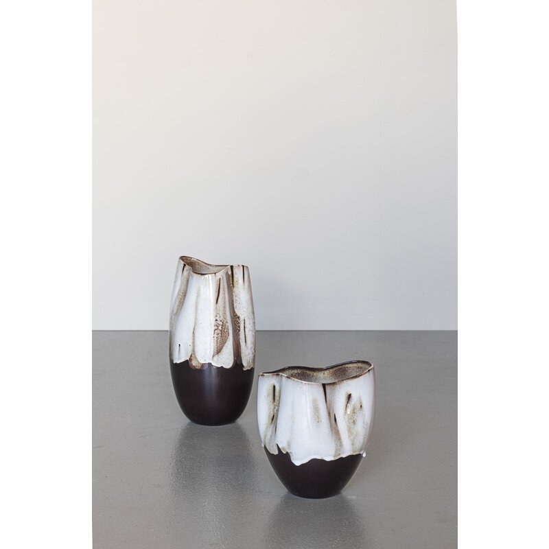 Mette Ditmer-collectie BY HAND gebogen vaas groot Off white