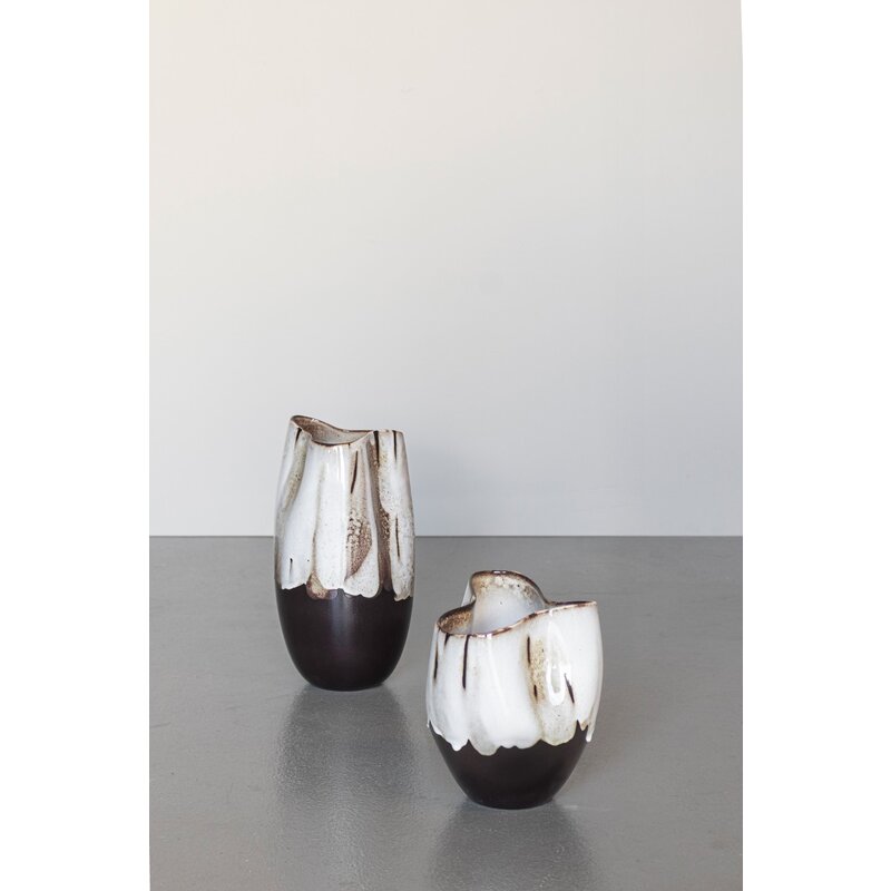 Mette Ditmer-collectie BY HAND gebogen vaas klein Off white