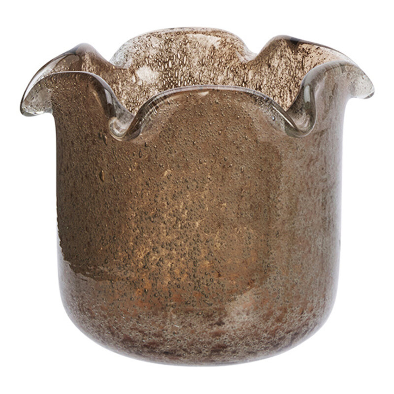 Madam Stoltz-collectie Glazen vaas Bruin mat D:13x11 cm