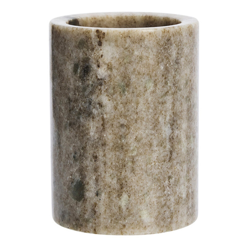 Madam Stoltz-collectie Round marble jar  Beige