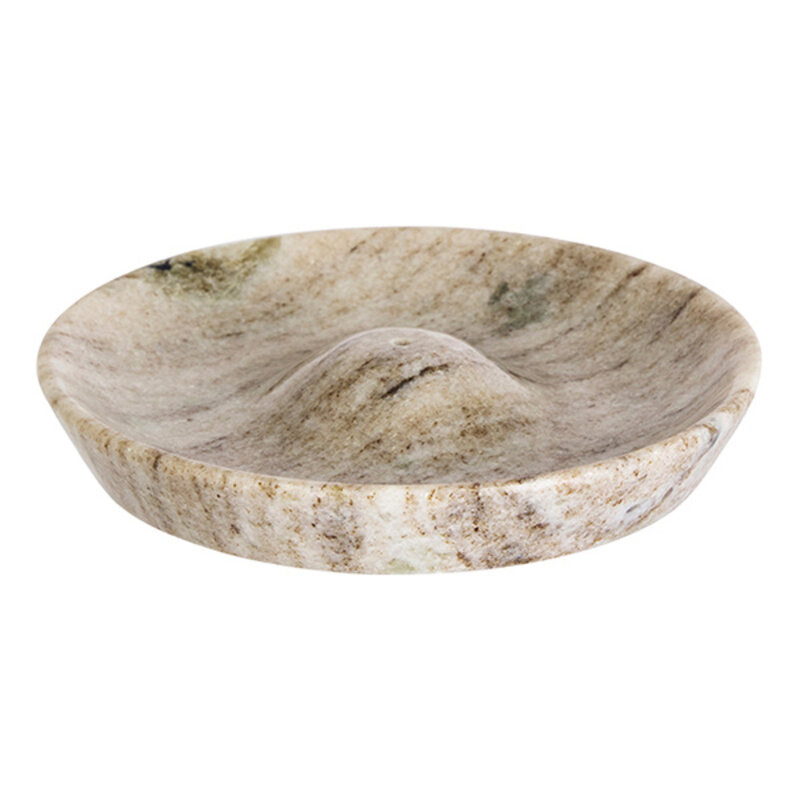 Madam Stoltz-collectie Round marble incense holder Beige