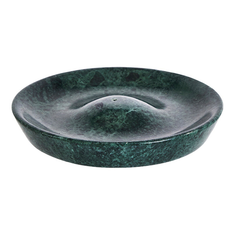 Madam Stoltz-collectie Round marble incense holder Dark green