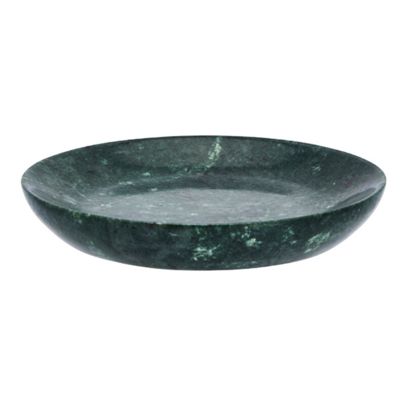 Madam Stoltz-collectie Ronde marmeren schaal Donkergroen  D:10x1,5 cm