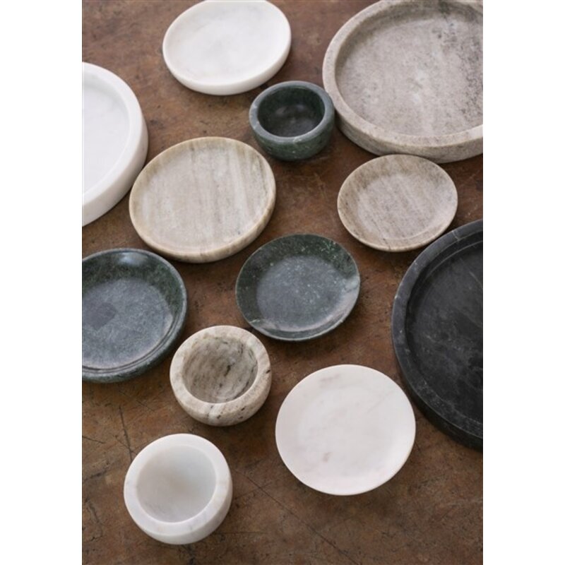 Madam Stoltz-collectie Ronde marmeren schaal Wit D:10x1,5 cm