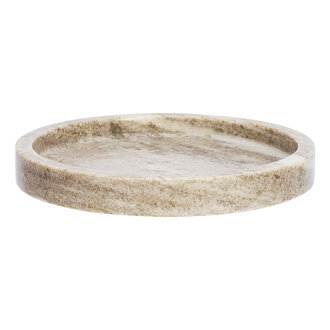 Madam Stoltz Ronde marmeren schaal Beige D:20x2,5 cm