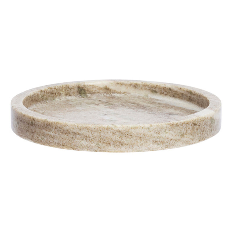 Madam Stoltz-collectie Ronde marmeren schaal Beige D:20x2,5 cm