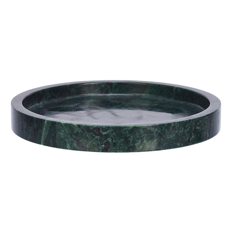Madam Stoltz-collectie Round marble tray Dark green