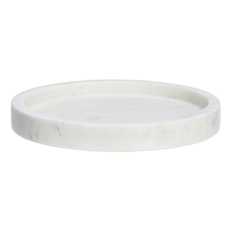 Madam Stoltz-collectie Ronde marmeren schaal Wit D:20x2,5 cm