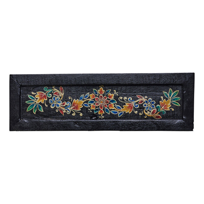 Madam Stoltz-collectie Handbeschilderd gerecycled houten dienblad Zwart 50x15x2 cm