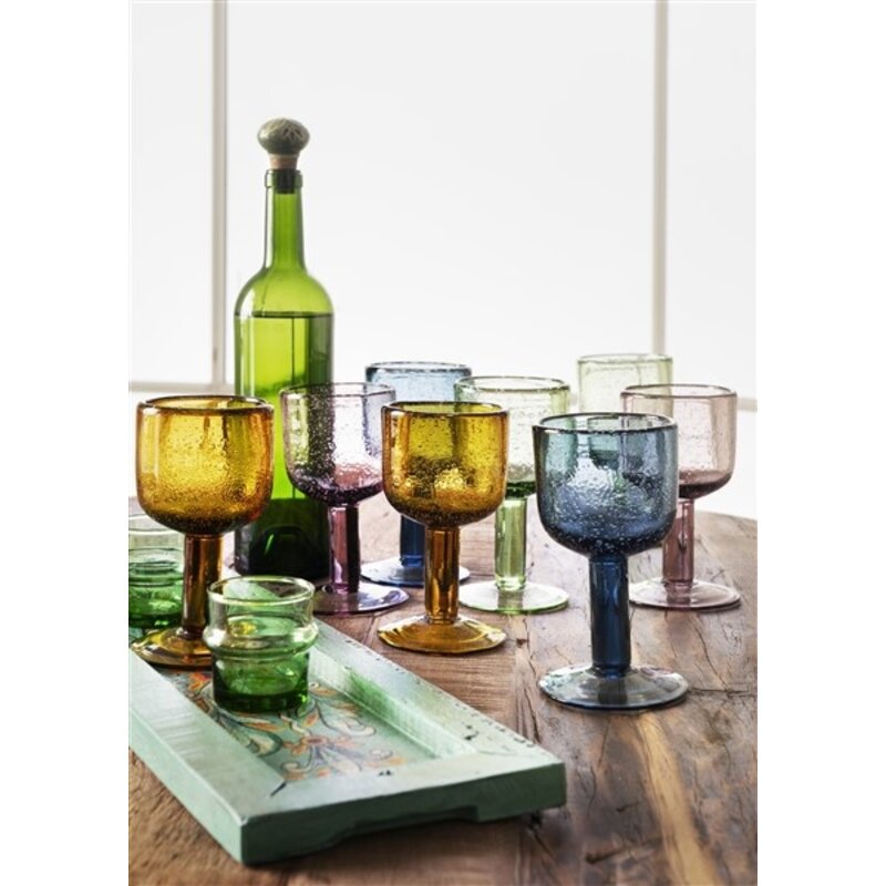 Madam Stoltz-collectie Handbeschilderd gerecycled houten dienblad Aqua 50x15x2 cm