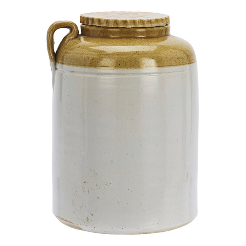 Madam Stoltz-collectie Hergebruikt aardewerk pot lichtgrijs, mosterd