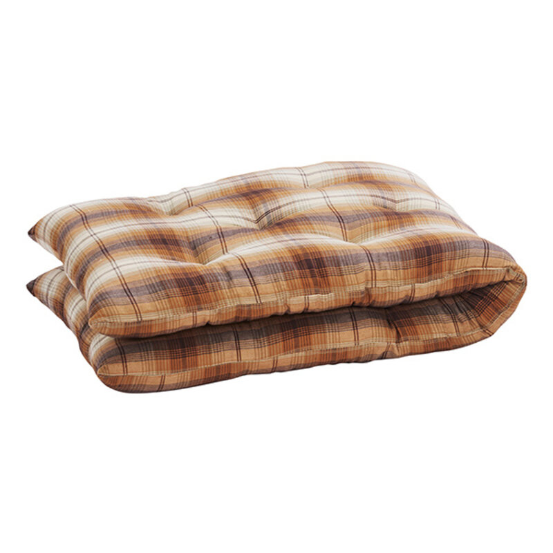 Madam Stoltz-collectie Geruit katoenen matras Pumpkin spice, gebroken wit, bruin