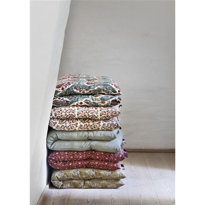 Madam Stoltz-collectie Printed cotton mattress Green, sand, pumpkin spice, syrah, greige