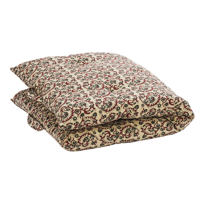 Madam Stoltz-collectie Printed cotton mattress Sand, syrah, khaki