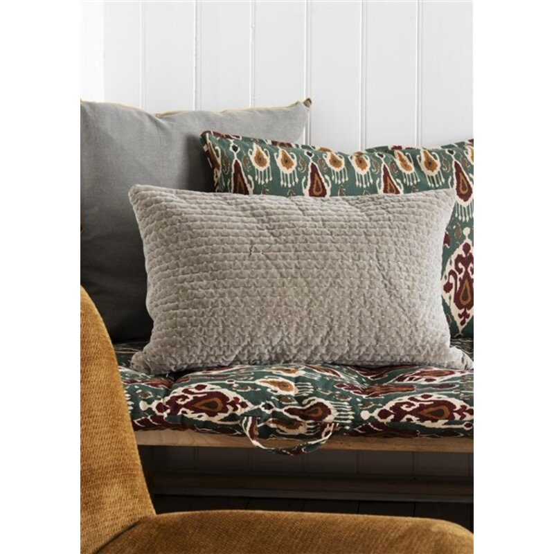 Madam Stoltz-collectie Printed cotton mattress Green, sand, pumpkin spice, syrah, greige