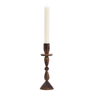 Madam Stoltz Houten kandelaar Donker naturel H:23 cm